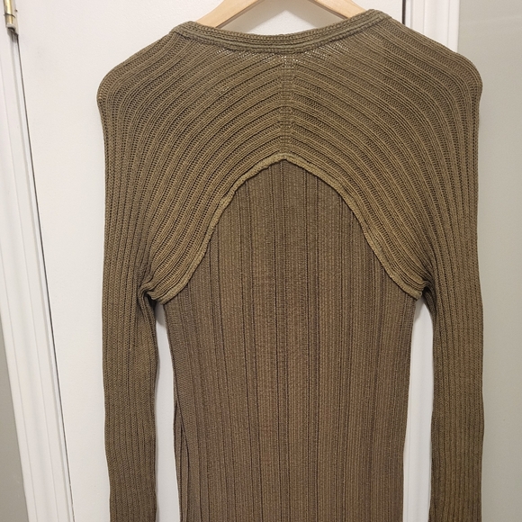 Free People Olive Green Rib & Ruffles Sweater Dress/Tunic Size Small - Picture 13 of 16